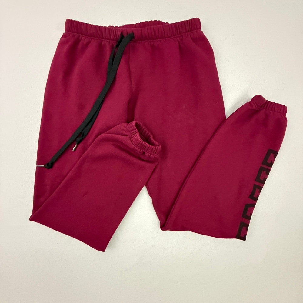 Pink Victoria's Secret Joggers Women Extra Small Burgundy Logo Fleece Casual